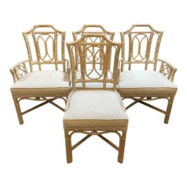 McGuire Furniture Bamboo Pagoda Style Dining Chairs - Set of 4