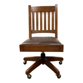 Stickley Mission Armless Swivel Leather Chair. Original Price: $2,088