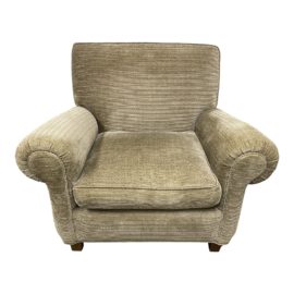 Late 20th Century Rolled Arm Fixed Back Celadon Chenille Lounge Chair