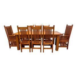 Restoration Hardware Mission Style Maple Table + Eight Chairs Dining Set. Original Price: $10,400