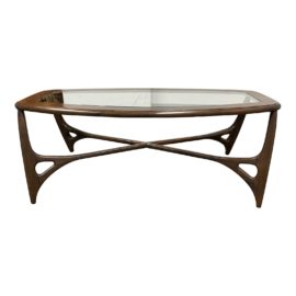 Maitland Smith Walt Cross Legs Glass Coffee Table. Original Price: $3,390