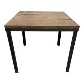 Custom Design Wood Plank Top + Iron Base Square Table