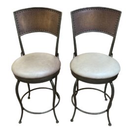 Artistica Home Copper + Leather Swivel Barstools - Set of Two