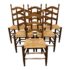 19th Century Ladderback Rush Seat Dining Chairs, a Set of Six