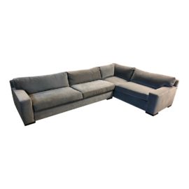 Cisco Home Custom Gray Velvet Down Filled Two-Piece Loft Sectional