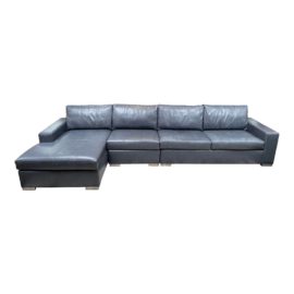 Ethan Allen Conway Leather 3pc Sectional + Chaise. Original Price: $9,747
