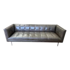 Room & Board Wynwood Portofino Teak Leather Sofa. Original Price: $4,099