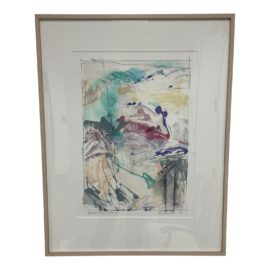 Original "Backstroking in Place" Barbara Sebastion Acrylic on Paper - Signed + Framed