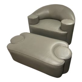 Columna Modern Edelman Leather Chair + Ottoman. Original Price: $5,715