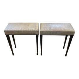 NEW Pair of Holly Hunt Rue De Seine Leather Benches. Original Price: $9,100