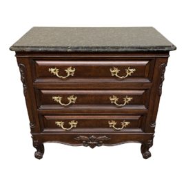 Bau Furniture Three Drawer Granite Top Nightstand