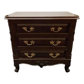 Bau Furniture Three Drawer Carved Nightstand