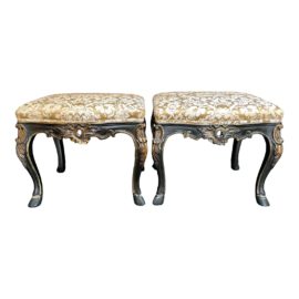 Venetian Carved Stools by Michael S Smith for Jasper Furniture, a Pair. Original Price: $9,185