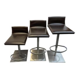 Frag Leather Bella Adjustable Bar Stool - Set of Three. Original Price: $2,961