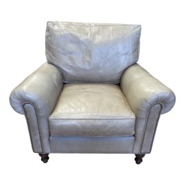 Benchmade Tipped Ivory Leather Arm Chair. Original Price: $4,300
