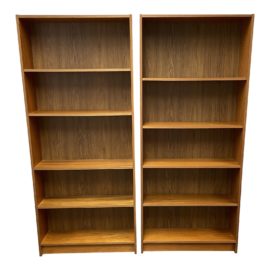 Late 20th Century Circa 1990's Walnut Finish Adjustable Shelves Bookcases