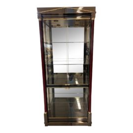 Late 20th Century Neoclassical Revival Brass + Faux Stone Mirrored Display Case