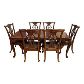 Late 20th Century Bernhardt Furniture Extension Table + Six Chairs Set