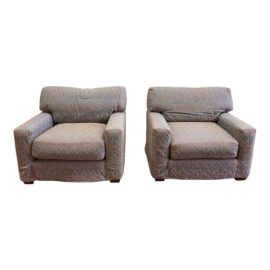 Quatrine Custom Slipcover Paisley "New Yorker" Arm Chairs - a Pair