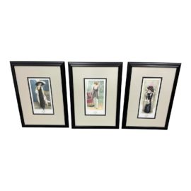 French Inspired Victorian Figures - Framed Triptych