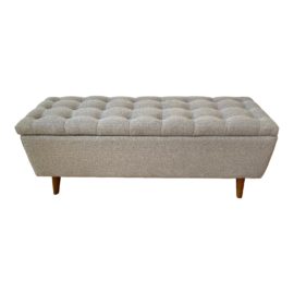 Contemporary Gray Tufted Storage Ottoman