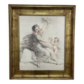 Francesco Bartolozzi Figure + Cherub Poster - Gold Leaf Framed