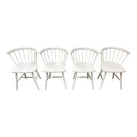 EQ3 Lyla White Arm Chairs - Set of Four. Original Price: $800