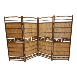 Late 20th Century Low Four Panel Bamboo Japanese Screen