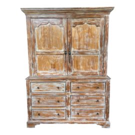 Whitewashed Media Two Piece Armoire