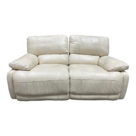 Macy's Cream Leather Loveseat ReclinerMacys