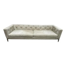 Restoration Hardware Italia Tufted Shelter Arm Sofa - Metal Base. Original Price: $13,595