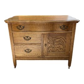 Early 20th Century Oak Wash Basin Cabinet + Drawers