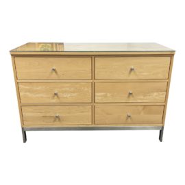 Room & Board Linear Stainless Steel + Maple Six Drawer Dresser. Original Price: $1,900