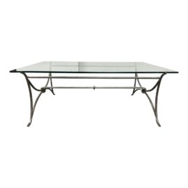 Oiled Steel Trestle + Glass Coffee Table