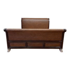 Eastern King Kreiss Rattan + Mahogany Cast Nickel Bedframe. Original Price: $4,500