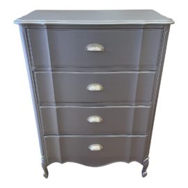 1970's Metallic Platinum Finish Four Drawer Dresser