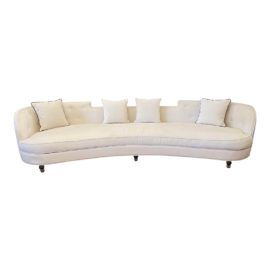 Modshop St. Tropez Curved Cream Velvet Sofa + Lucite Legs. Original Price: $6,000