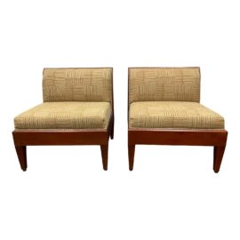Kenneth Winslow for Donghia Upholstered Slipper Chairs - a Pair. Original Price: $7,000