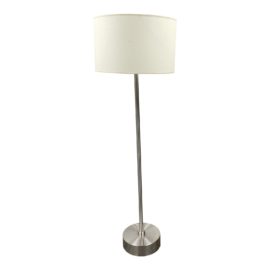 Contemporary Chrome Floor Lamp + Barrel Shade