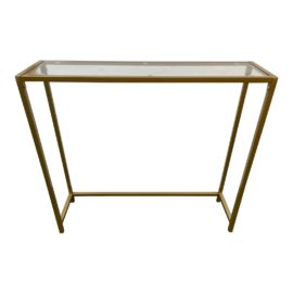 Contemporary Slim Brass + Glass Console