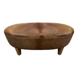 Custom Design Auburn Hair on Hide Oval Ottoman