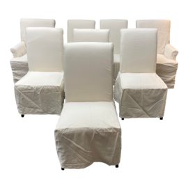 Pottery Barn White Slip Cover Dining Chairs - Set of Eight. Original Price: $3,700