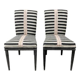 Anthropologie Grassland Stripe Dining Chairs, a Pair. Original Price: $796
