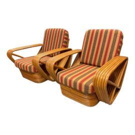 Paul Frankl Pretzel Rattan Lounge Chairs - a Pair