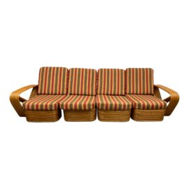 Paul Frankl Pretzel Rattan Four Seat Modular Sofa