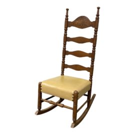 1880's Carved Wood Ladderback Rocker
