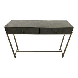 France & Son Anthracite Faux Shagreen Console. Original Price: $3,180