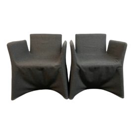 Arflex Gray Felt Arm Chairs, a Pair