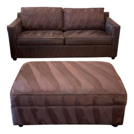 Crate & Barrel Axis Queen Sleeper Sofa + Storage Ottoman