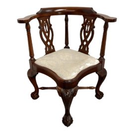 Late 20th Century Chippendale Style Corner Arm Chair